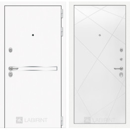 Стальная дверь Лабиринт Лайн WHITE 24 (Белый софт)