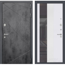 Стальная дверь Лабиринт LOFT 32 с зеркалом (Белый софт рельеф)