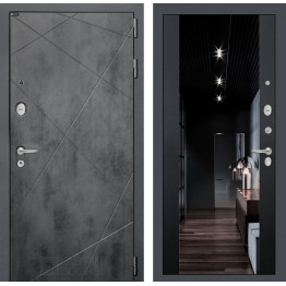 Стальная дверь Лабиринт LOFT Максимум с зеркалом (Черный кварц)